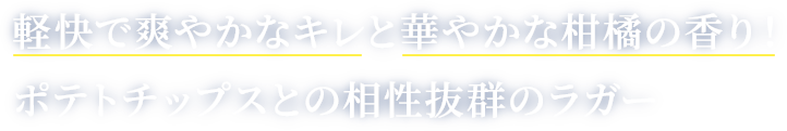 軽快で爽やかなキレと華やかな柑橘の香り！ポテトチップスとの相性抜群のラガー